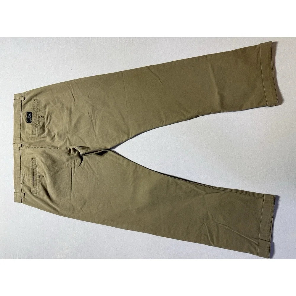 Banana Republic Men's Skinny Fit Stretch Chino Pants Beige 35W Flat Front